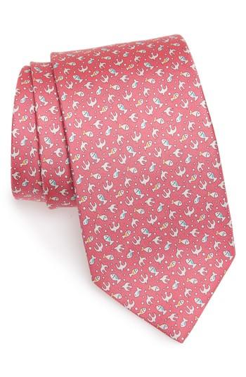 Men's Salvatore Ferragamo Ever Print Silk Tie, Size - Pink