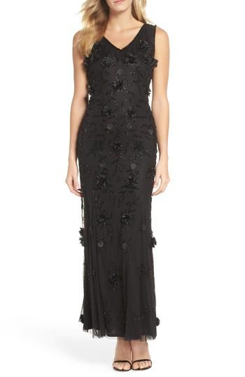 Women's Pisarro Nights Embellished 3d Floral Maxi Dress - Beige