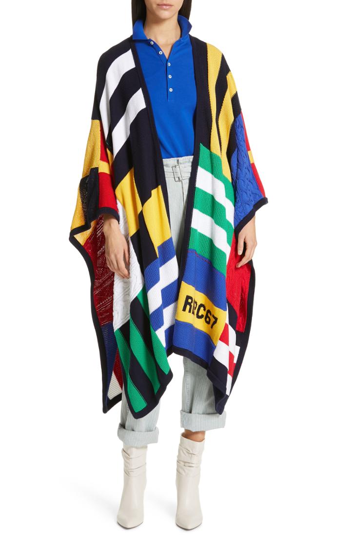 Women's Polo Ralph Lauren Signal Flag Ruana - Blue