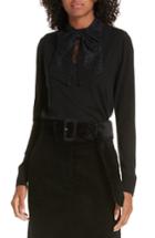 Women's Sandro Lace Tie Neck Sweater - Black