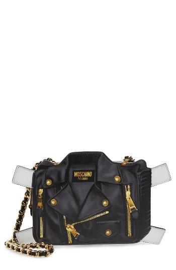 Moschino Paper Doll Biker Leather Shoulder Bag -