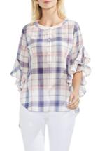 Women's Vince Camuto Pavilion Plaid Flutter Sleeve Top, Size - Pink