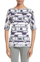 Women's St. John Collection Broken Stripe Print Top