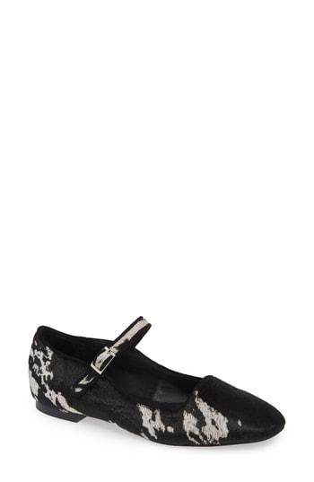 Women's Jeffrey Campbell Genuine Calf Hair Mary Jane Flat M - Black