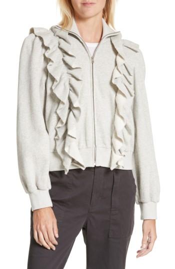 Women's La Vie Rebecca Taylor Fleece Ruffle Jacket - Grey