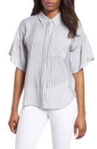 Women's Vince Camuto Drop Shoulder Flutter Sleeve Stripe Shirt - Blue