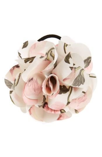 Cara Flower Ponytail Holder, Size - White