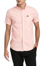 Men's Rvca 'that'll Do' Slim Fit Short Sleeve Oxford Shirt - Pink