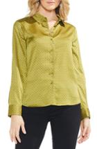 Women's Vince Camuto Trinket Geometric Pattern Button Up Blouse, Size - Green