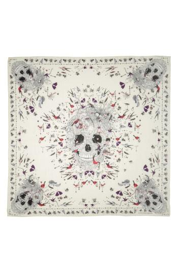 Women's Alexander Mcqueen Fantasy Nest Chiffon Shawl, Size - White
