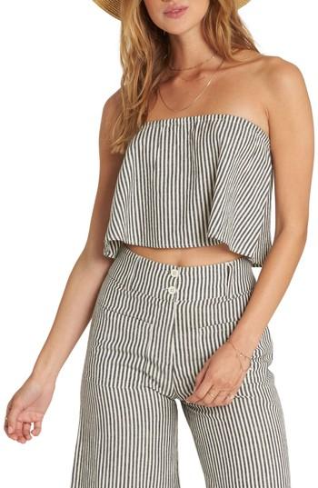 Women's Billabong Sun Striped Off The Shoulder Crop Top - Black