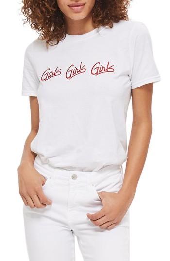 Women's Topshop By And Finally Girls Girls Girls Tee - White