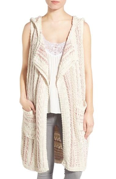 Women's Willow & Clay Cotton Hooded Vest /small - Beige