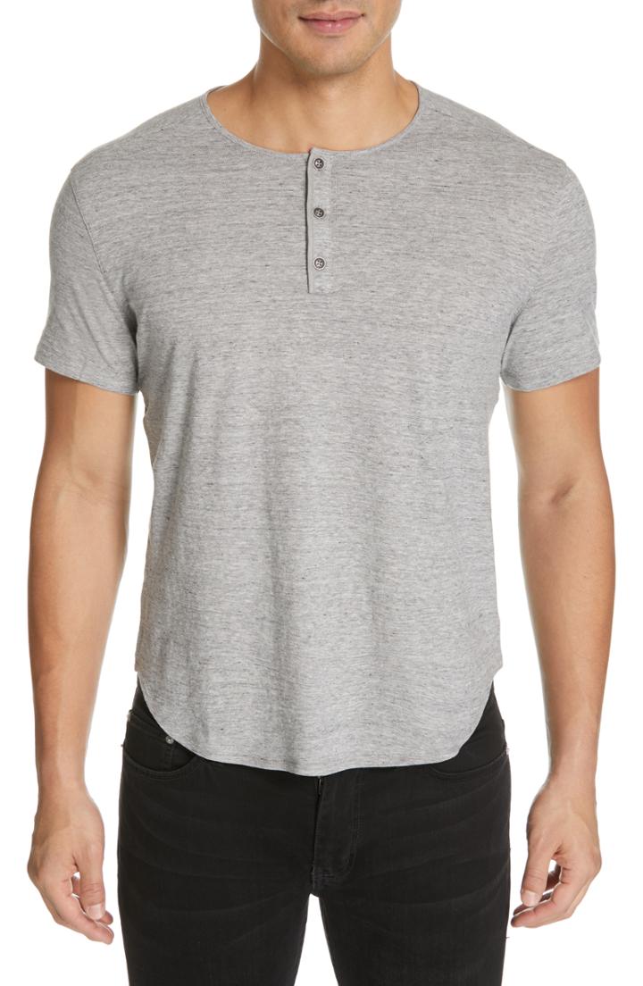 Men's John Varvatos Short Sleeve Cotton Henley - Grey