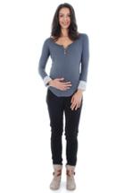 Women's Everly Grey 'meredith' Henley Maternity Top - Grey