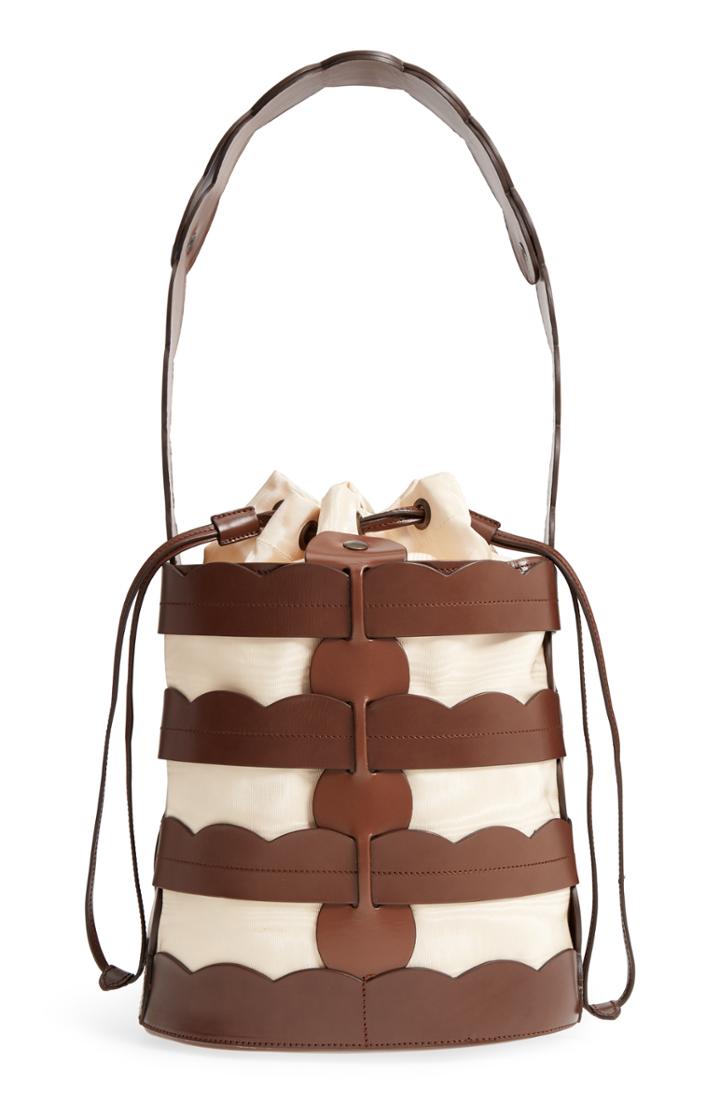 Trademark Scallop Hesse Leather Bucket Bag -