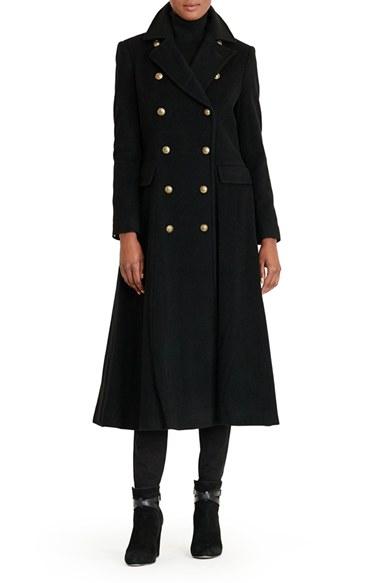 Women's Lauren Ralph Lauren Double Breasted Military Maxi Coat
