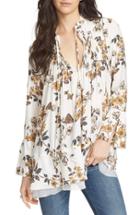 Women's Free People Floral Print Smocked Tunic, Size - Ivory