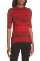 Women's Helmut Lang Stripe Rib Knit Merino Wool Sweater - Red
