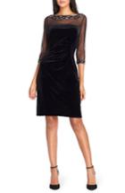 Women's Tahari Embellished Velvet Sheath Dress - Black