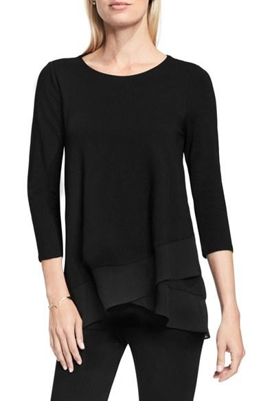 Women's Vince Camuto Asymmetrical Chiffon Hem Top - Black