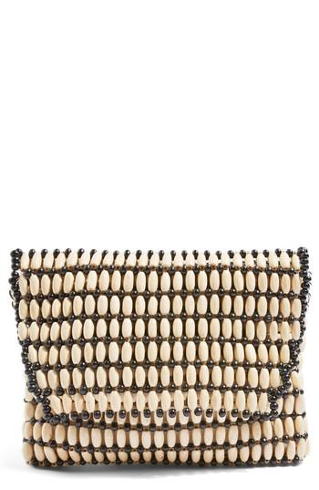 Topshop Wooden Beaded Crossbody Bag - Beige