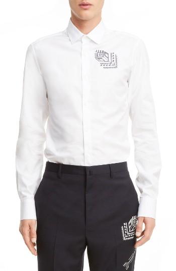 Men's Lanvin Arrow Embroidery Trim Fit Sport Shirt