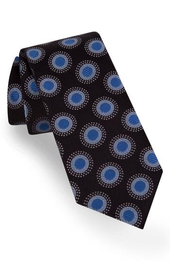Men's Ted Baker London Circle Dot Silk Tie, Size - Black