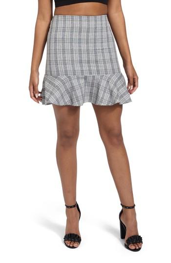 Women's Missguided Frilled Hem Miniskirt Us / 6 Uk - Grey
