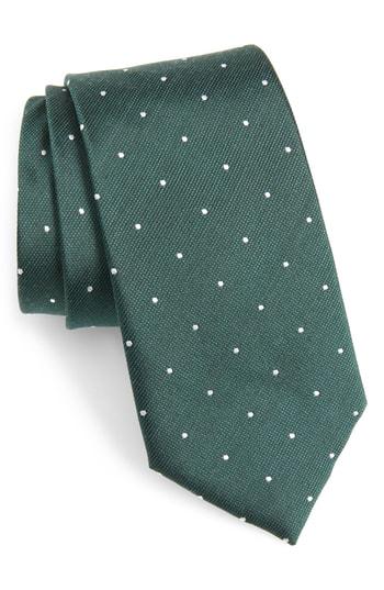 Men's The Tie Bar Dot Silk & Wool X-long Tie, Size X-long X-long - Green