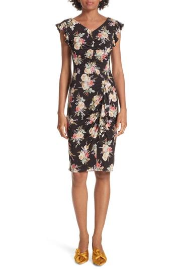 Women's Rebecca Taylor Bouquet Cap Sleeve Ruched Dress - Black
