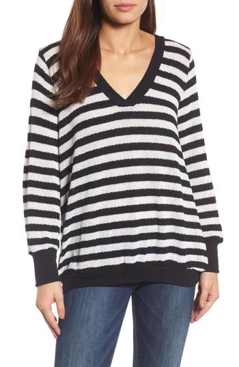 Women's Caslon Double V-neck Relaxed Pullover - Black