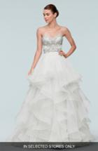 Women's Watters 'meri' Beaded Strapless Layered Tulle Gown, Size In Store Only - Ivory