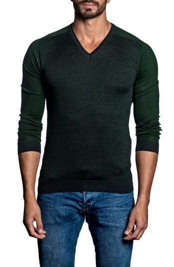 Men's Jared Lang Slim Fit Contrast Sweater - Green