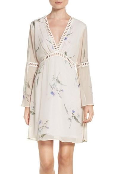 Women's Fraiche By J Floral Print Chiffon Blouson Dress - Ivory