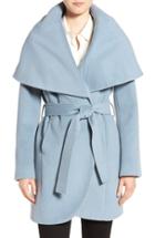 Women's T Tahari Wool Blend Belted Wrap Coat - Blue