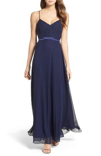 Women's Lulus Embellished Lace Gown - Blue