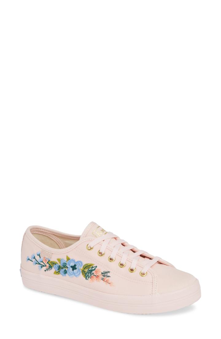 Women's Keds X Rifle Paper Co. Kickstart Embroidered Sneaker .5 M - Pink