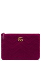 Gucci Gg Marmont 2.0 Matelasse Velvet Pouch - Pink
