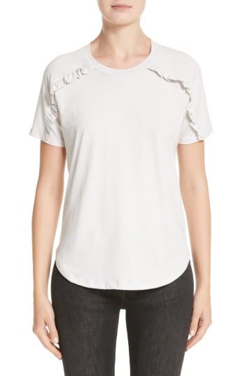 Women's Burberry Tamega Ruffle Cotton Jersey Tee - White
