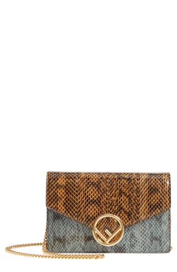 Women's Fendi Genuine Snakeskin Wallet On A Chain - Black