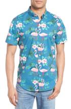Men's Bonobos Slim Fit Flamingo Print Short Sleeve Sport Shirt - Blue