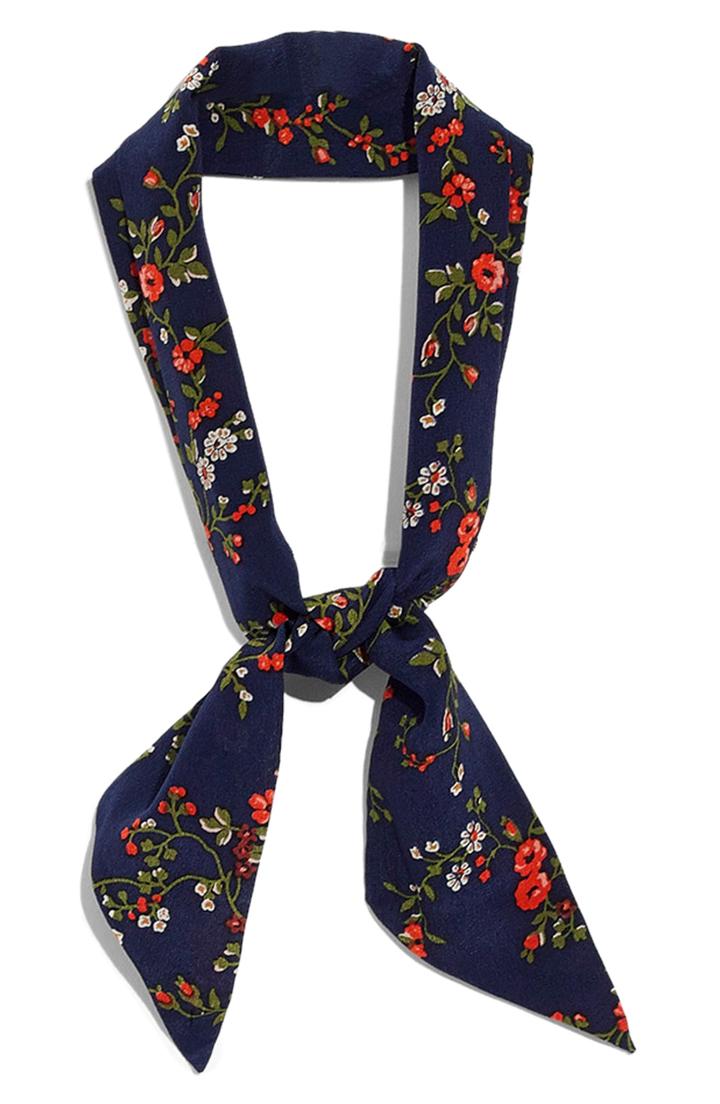 Women's Madewell Silk Skinny Bandana, Size - Blue