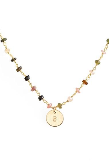 Women's Nashelle 14k-gold Fill Mini Initial Disc Tourmaline Chain Necklace