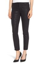 Women's Jen7 Floral Metallic Ankle Skinny Jeans - Black