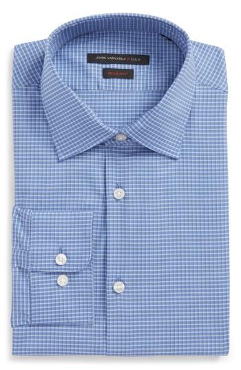 Men's John Varvatos Star Usa Regular Fit Stretch Plaid Dress Shirt R - Blue