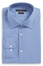 Men's John Varvatos Star Usa Regular Fit Stretch Plaid Dress Shirt R - Blue