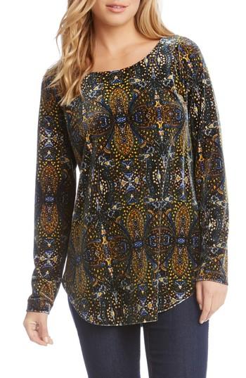 Women's Karen Kane Print Velvet Shirttail Top