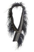 Women's Fabiana Filippi Genuine Ostrich Feather Trim Wool Blend Collar