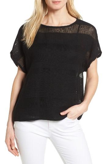 Women's Eileen Fisher Organic Linen Blend Sheer Stripe Sweater